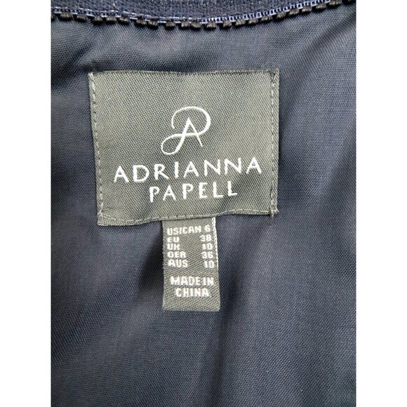 Adrianna Papell  Mermaid Formal Evening Dress Gown Embellished Waist Navy Blue 6 - Picture 7 of 8